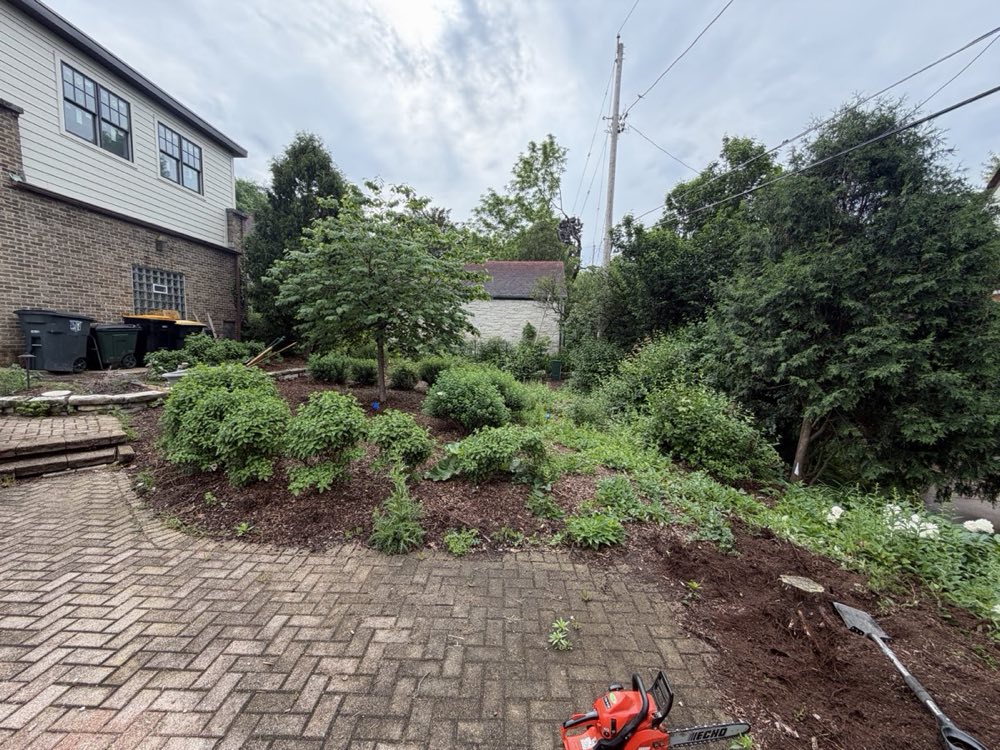 Landscape bed installation in progress